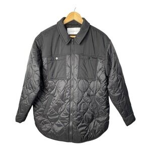 Calvin Klein Jeans Quilted Jacket Snap Pockets Black Men Size Large